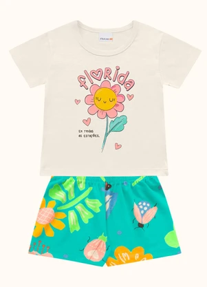 Fakini Kids - Cj.Blusa/Short Bege - FAKINI KIDS