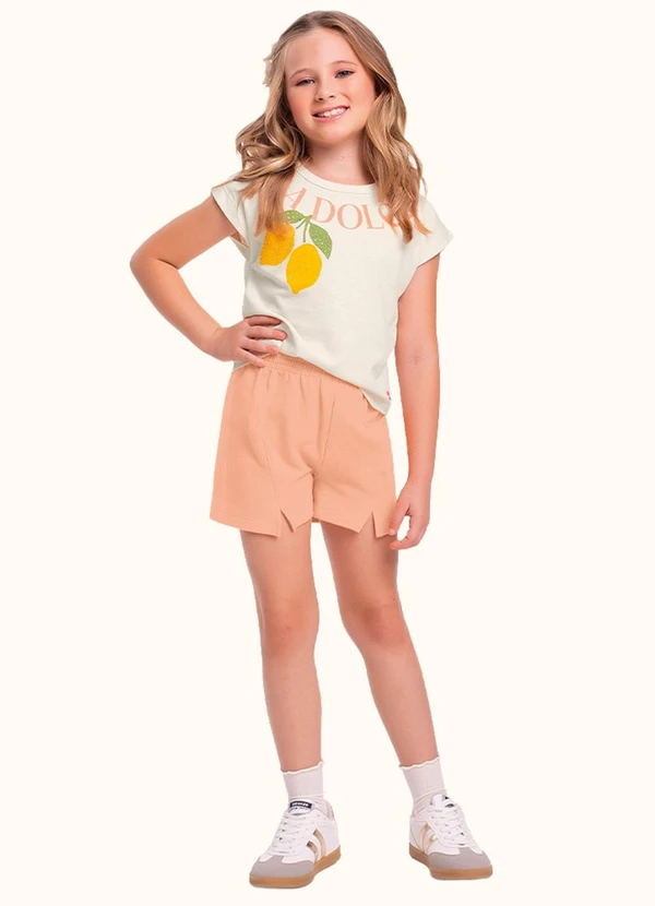 Fakini Kids - Cj.Blusa/Short Bege