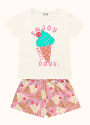 Fakini Kids - Cj.Blusa/Short Bege - FAKINI KIDS