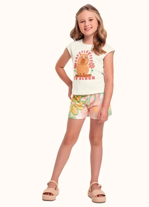 Fakini Kids - Cj.Blusa/Short Bege - FAKINI KIDS