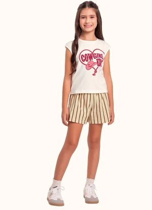 Fakini Kids - Cj.Blusa/Short Bege - FAKINI KIDS