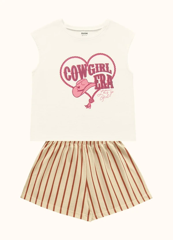 Fakini Kids - Cj.Blusa/Short Bege 3