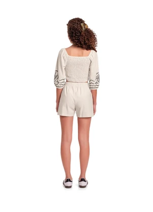 Fakini Kids - Cj.Blusa/Short Bege - FAKINI KIDS