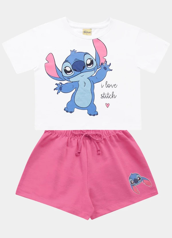 Fakini Kids - Cj.Blusa/Short Lilo & Stitch Branco 3