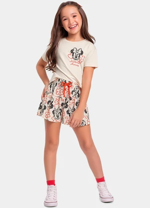 Fakini Kids - Cj.Blusa/Short Minnie Bege - FAKINI KIDS