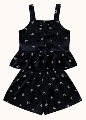 Fakini Kids - Cj.Blusa/Short Preto - FAKINI KIDS