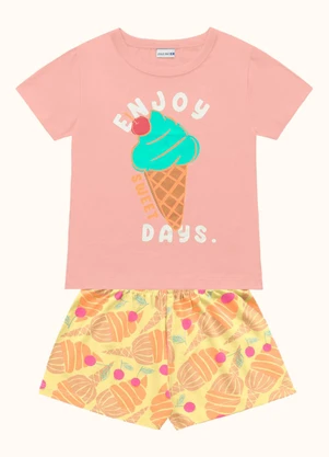 Fakini Kids - Cj.Blusa/Short Rosa - FAKINI KIDS