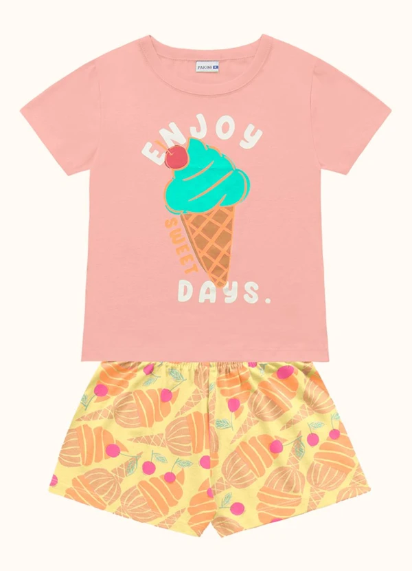 Fakini Kids - Cj.Blusa/Short Rosa