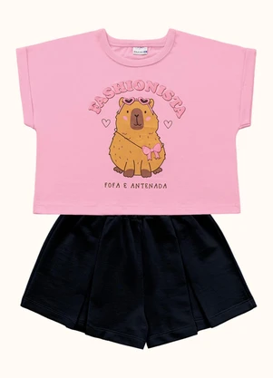 Fakini Kids - Cj.Blusa/Short Rosa - FAKINI KIDS