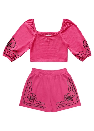 Fakini Kids - Cj.Blusa/Short Rosa - FAKINI KIDS