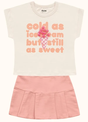 Fakini Kids - Cj.Blusa/Short Saia Bege - FAKINI KIDS