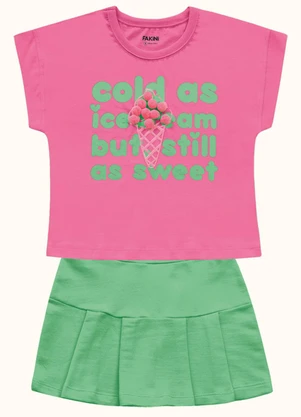 Fakini Kids - Cj.Blusa/Short Saia Rosa - FAKINI KIDS