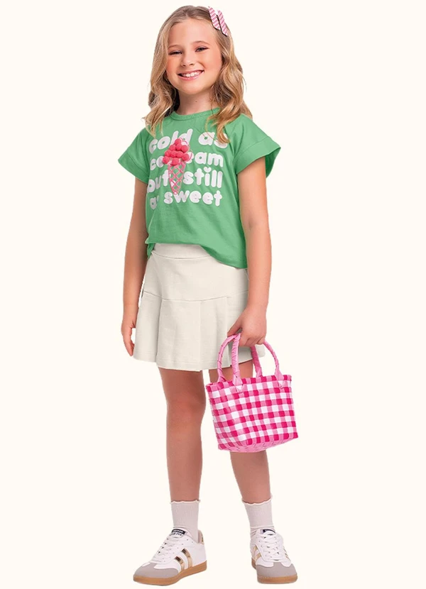 Fakini Kids - Cj.Blusa/Short Saia Verde