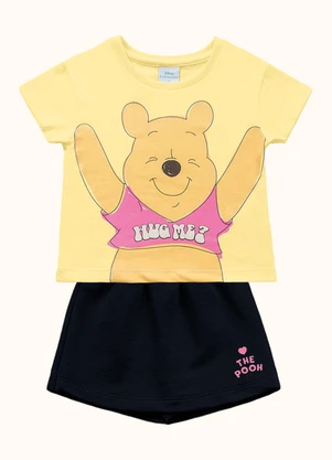 Fakini Kids - Cj.Blusa/Short Saia Winnie The Pooh Amarelo - FAKINI KIDS