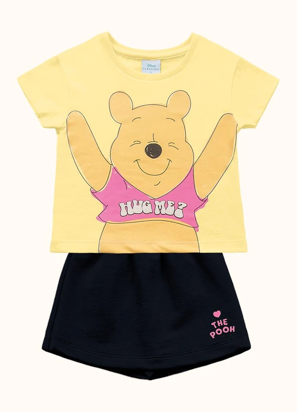 Fakini Kids - Cj.Blusa/Short Saia Winnie The Pooh Amarelo