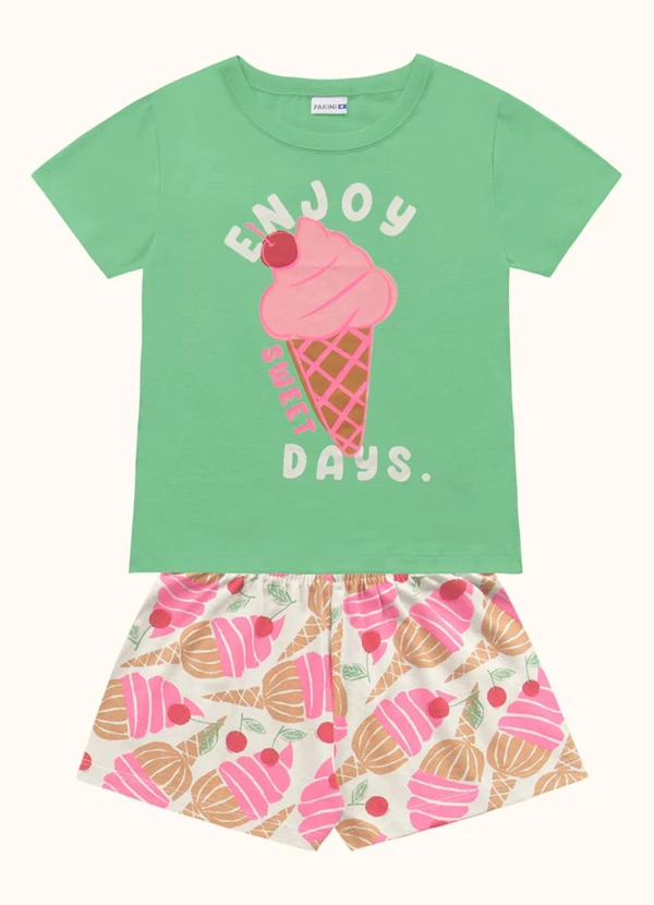 Fakini Kids - Cj.Blusa/Short Verde 3