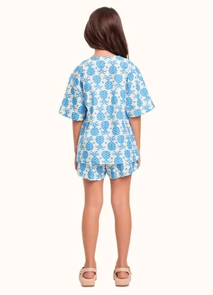 Fakini Kids - Cj.Kimono/Top/Short Azul - FAKINI KIDS