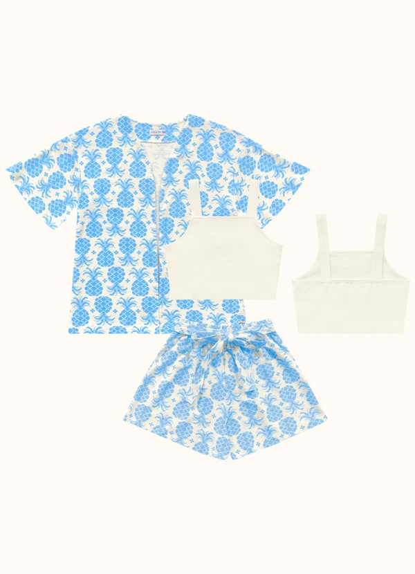 Fakini Kids - Cj.Kimono/Top/Short Azul 3