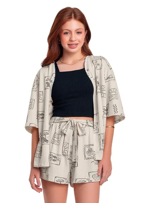 Fakini Kids - Cj.Kimono/Top/Short Bege - FAKINI KIDS