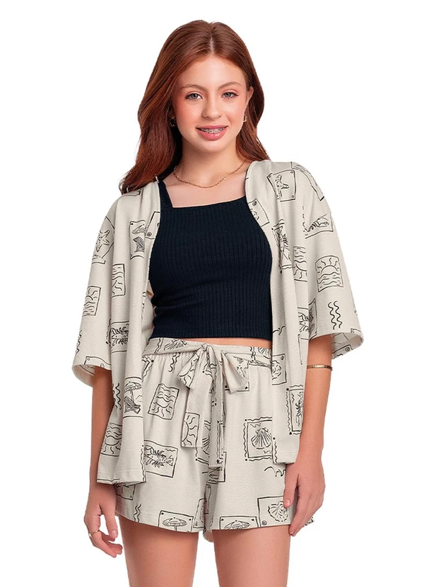 Fakini Kids - Cj.Kimono/Top/Short Bege