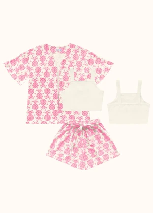 Fakini Kids - Cj.Kimono/Top/Short Rosa - FAKINI KIDS