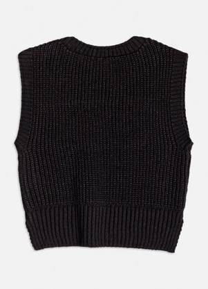 Momi - Colete de Tricot Assimétrico Preto Preto - MOMI