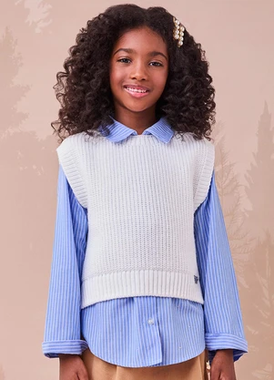 Momi - Colete de Tricot Off White Assimétrico Branco - MOMI