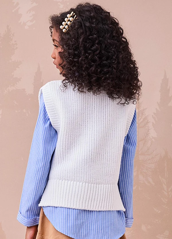 Momi - Colete de Tricot Off White Assimétrico Branco 2