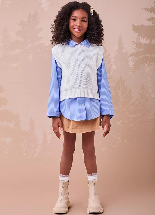 Momi - Colete de Tricot Off White Assimétrico Branco 3