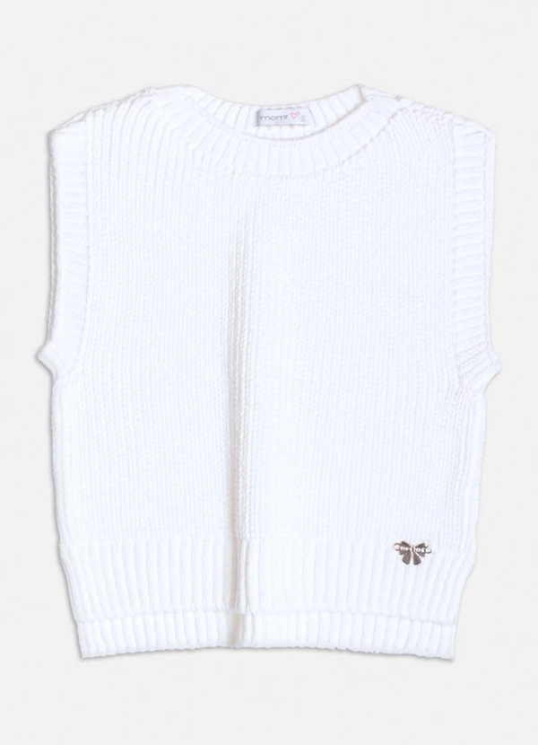 Momi - Colete de Tricot Off White Assimétrico Branco 5