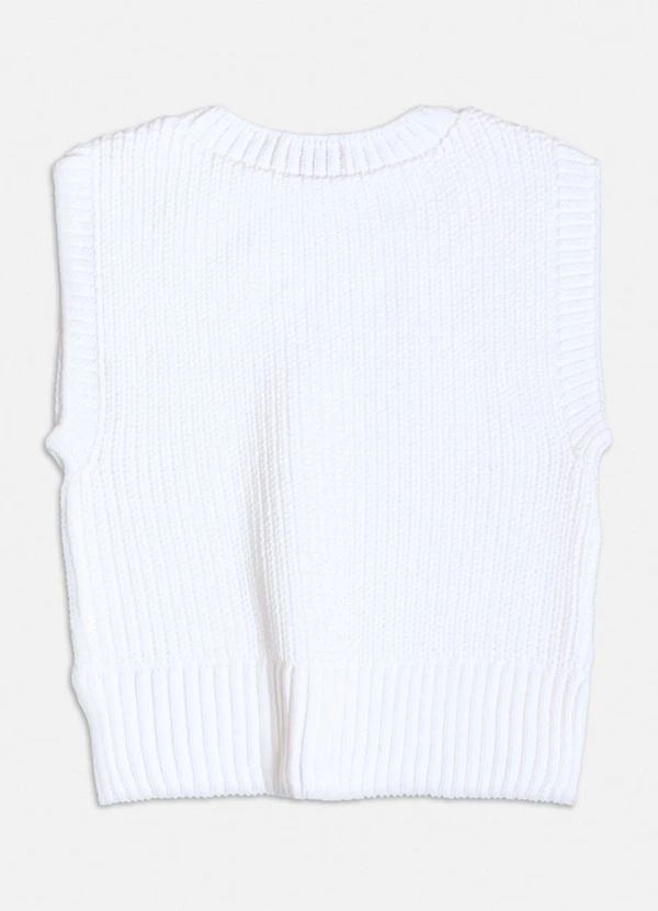 Momi - Colete de Tricot Off White Assimétrico Branco 6