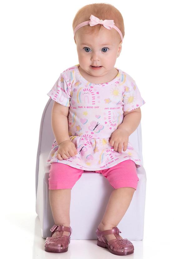 Sempre Kids - Conj Canelado Sublimado/Cotton Rosa Bebe
