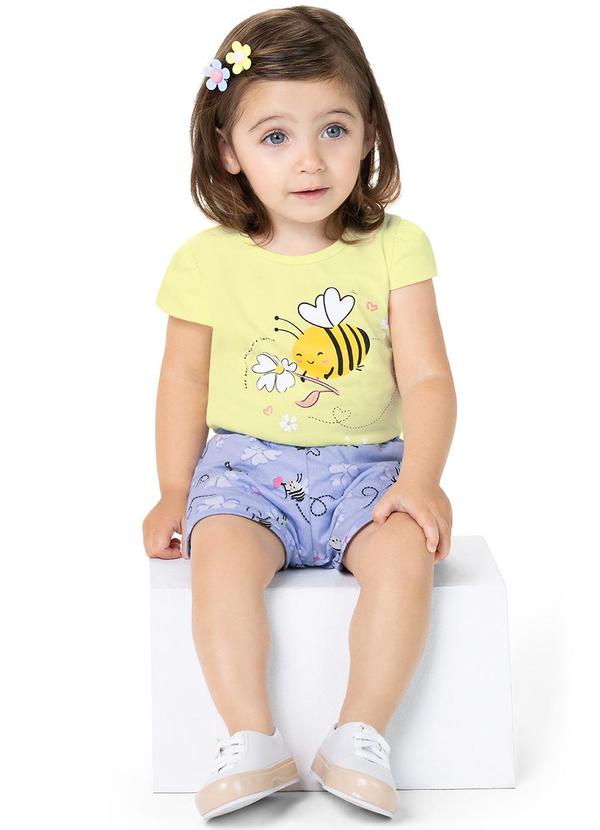Alenice - Conjunto Abelhinha Floral Menina Amarelo