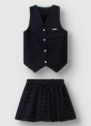 Carinhoso - Conjunto Alfaiataria Listrado Brilho Preto - CARINHOSO