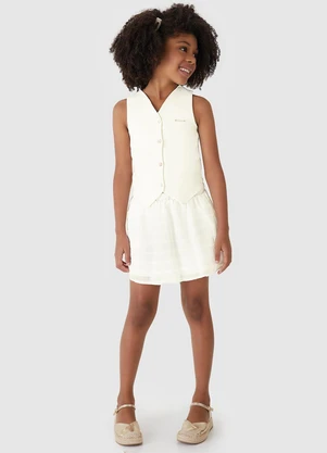 Carinhoso - Conjunto Alfaitaria Listrado Brilho Off White - CARINHOSO