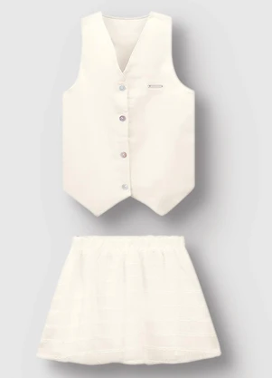 Carinhoso - Conjunto Alfaitaria Listrado Brilho Off White - CARINHOSO