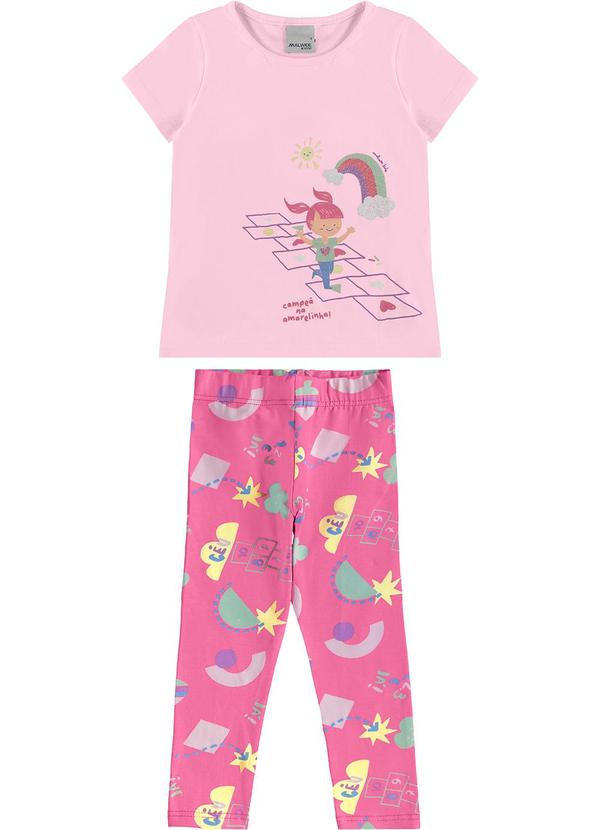 Malwee Kids - Conjunto Amarelinha com Glitter Rosa Claro 1