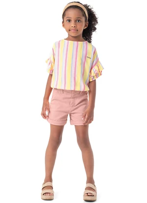 Carinhoso - Conjunto Amarelo Alfaiataria com Lurex Menina - CARINHOSO