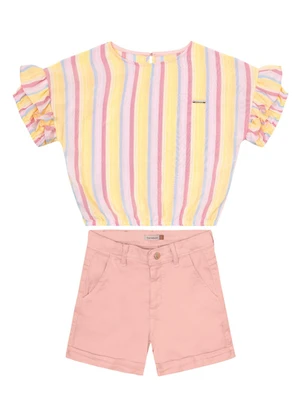 Carinhoso - Conjunto Amarelo Alfaiataria com Lurex Menina - CARINHOSO