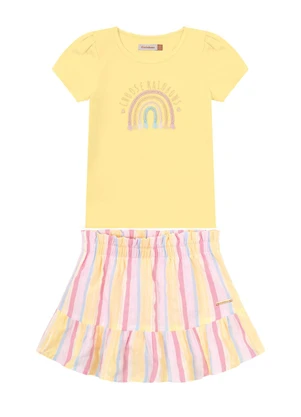 Carinhoso - Conjunto Amarelo Arco-Íris Clochard Menina - CARINHOSO
