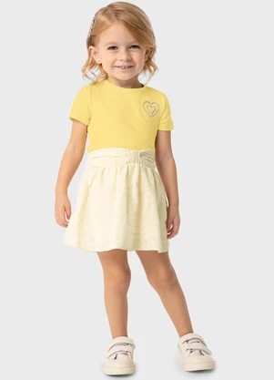 Carinhoso - Conjunto Amarelo com Bordado Menina - CARINHOSO