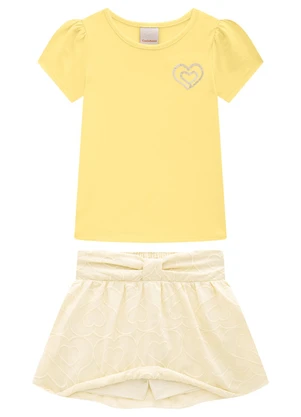 Carinhoso - Conjunto Amarelo com Bordado Menina - CARINHOSO