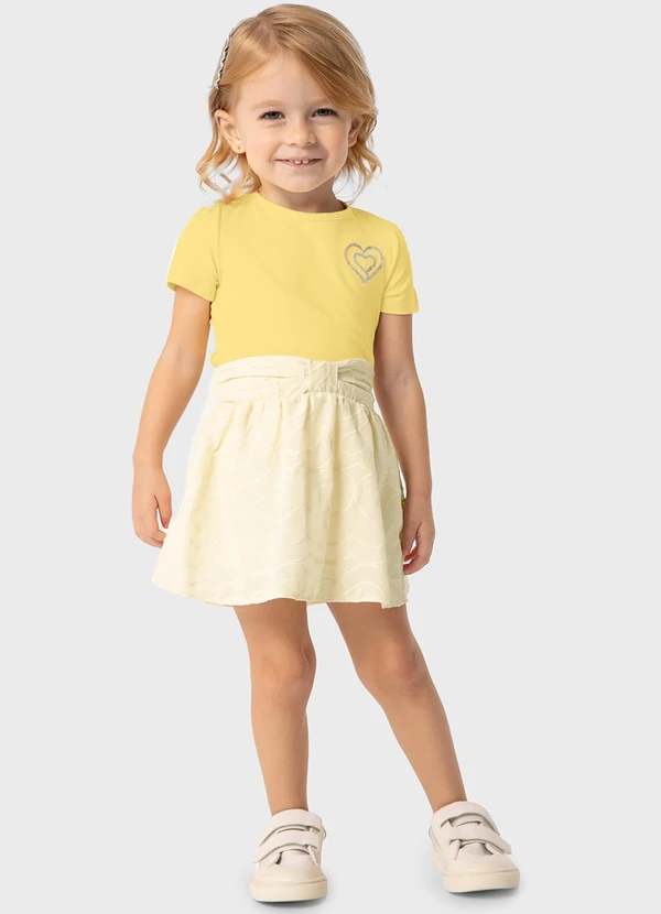 Carinhoso - Conjunto Amarelo com Bordado Menina
