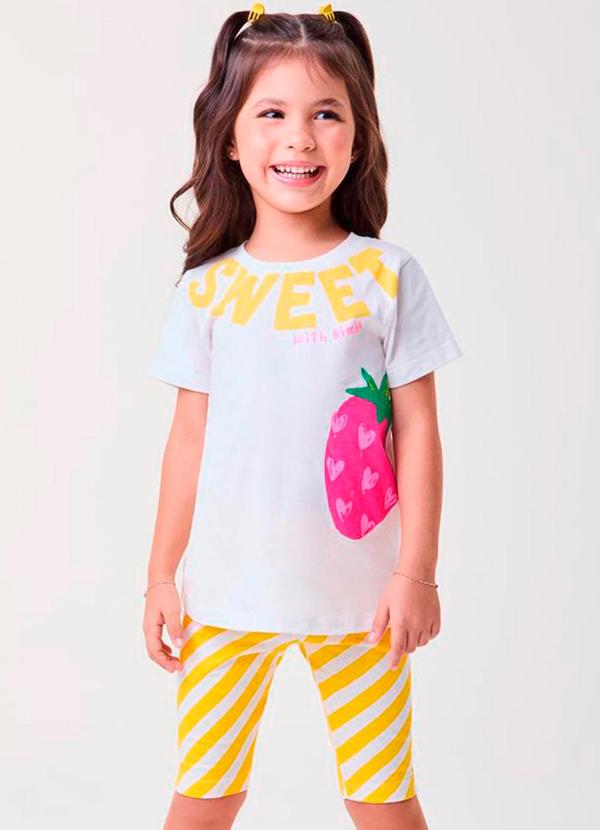 Bimbi - Conjunto Amarelo com Maxi Morango Amarelo