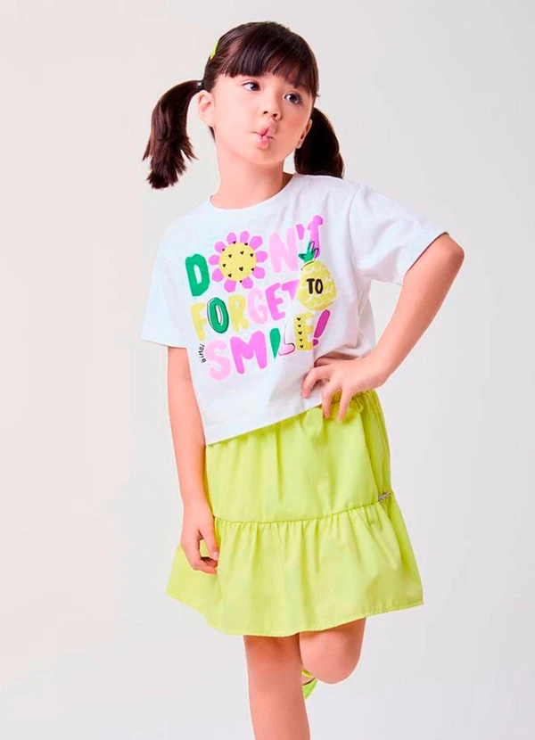 Bimbi - Conjunto Amarelo Don'T Forget To Smile Verde