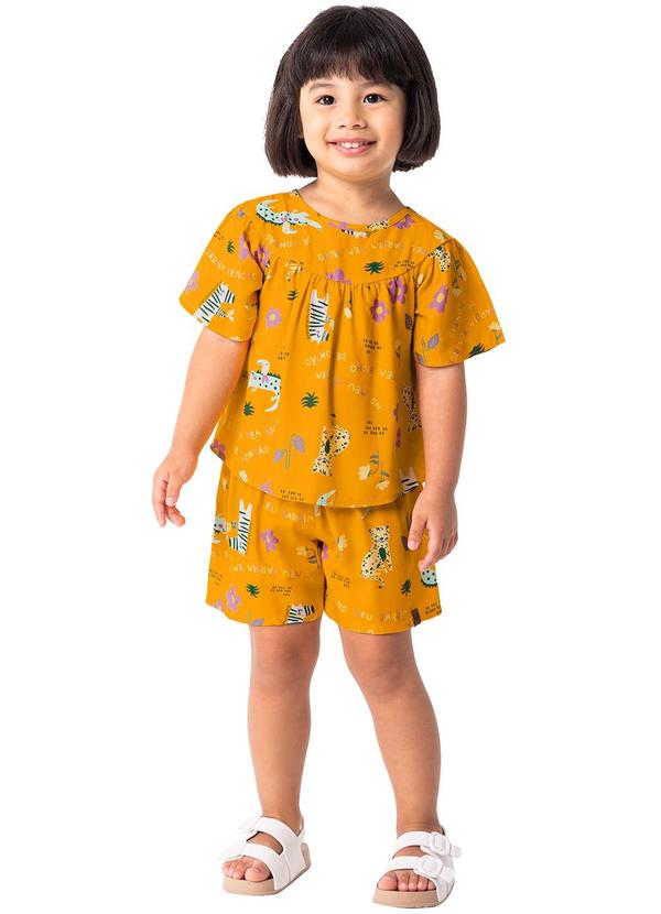 Malwee Kids - Conjunto Amarelo Escuro Safari Menina