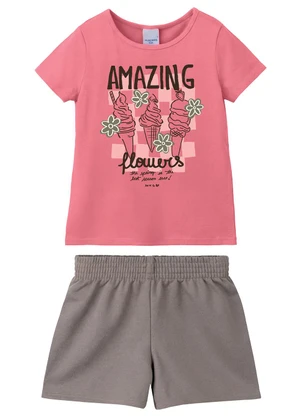 Malwee Kids - Conjunto Amazing Flowers Moletinho Rosa - MALWEE KIDS