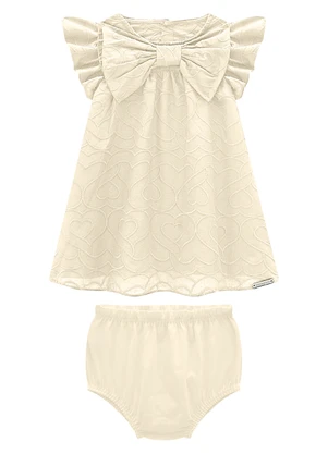 Carinhoso - Conjunto Areia Bordado com Laço Menina - CARINHOSO