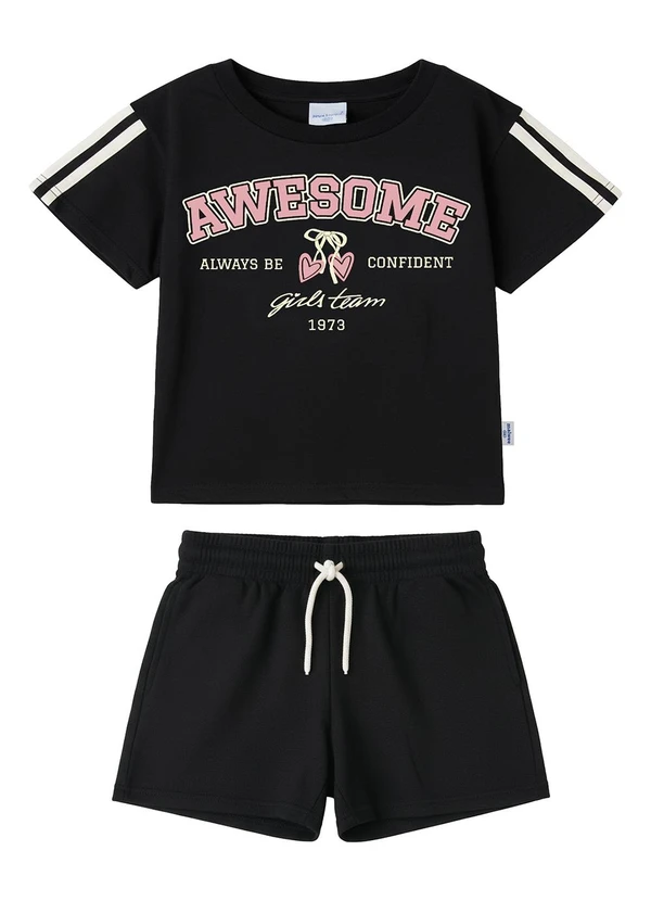 Malwee Kids - Conjunto Awesome Texturizado Preto