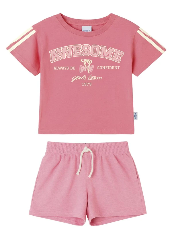 Malwee Kids - Conjunto Awesome Texturizado Rosa